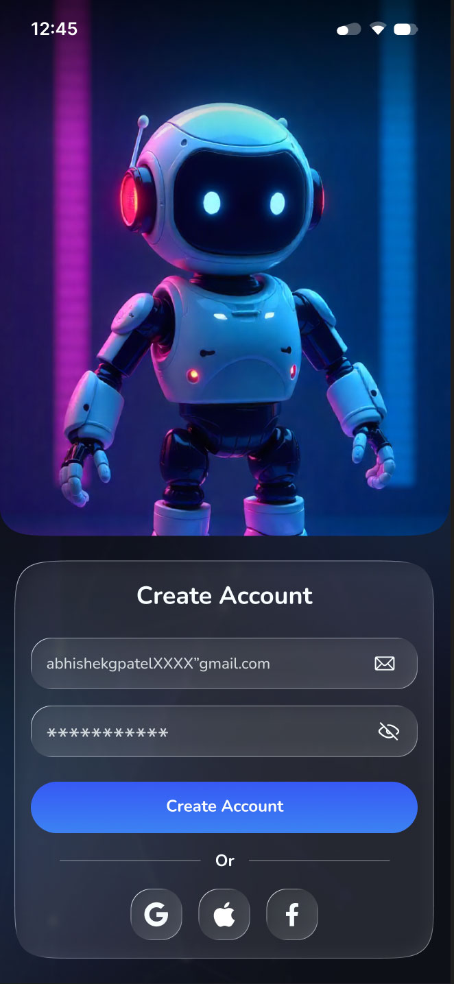 Prior work: AI mobile account screen