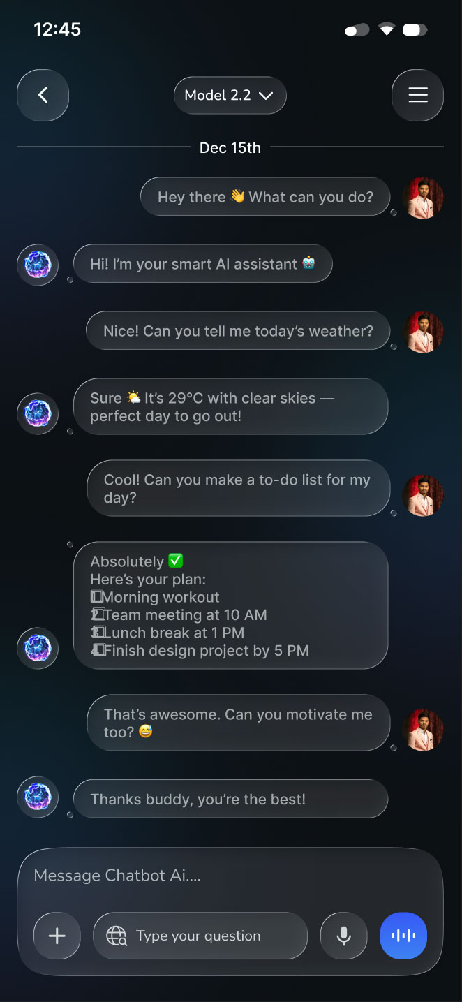 Prior work: AI mobile chat screen
